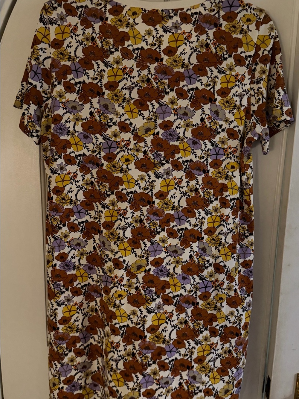 BRAND NW TORY BURCH FLORAL TEE DRESS W/MUSTARD, RUST & LAVENDER SIZE MEDIUM